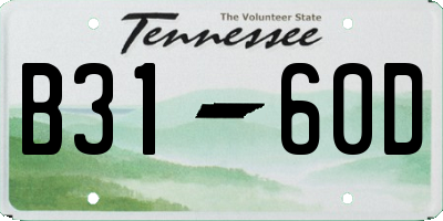 TN license plate B3160D