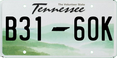 TN license plate B3160K