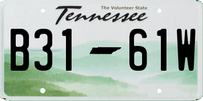 TN license plate B3161W