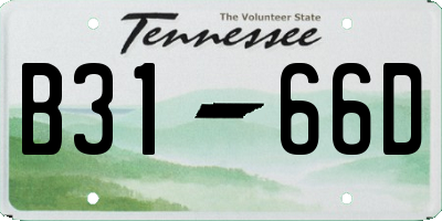 TN license plate B3166D