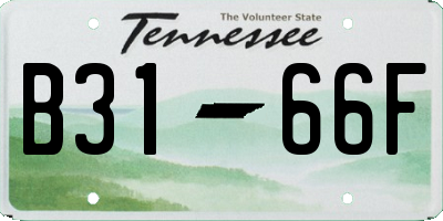 TN license plate B3166F