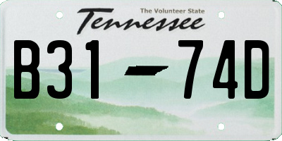 TN license plate B3174D