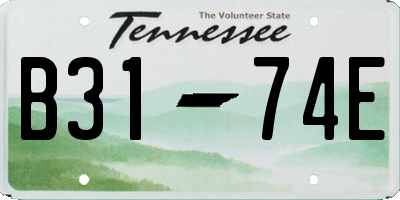 TN license plate B3174E