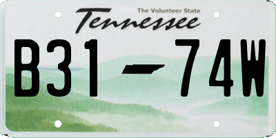 TN license plate B3174W