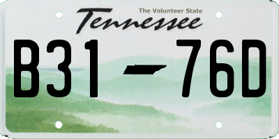 TN license plate B3176D