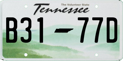 TN license plate B3177D