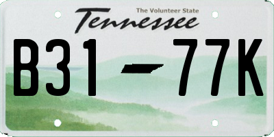 TN license plate B3177K