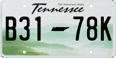 TN license plate B3178K
