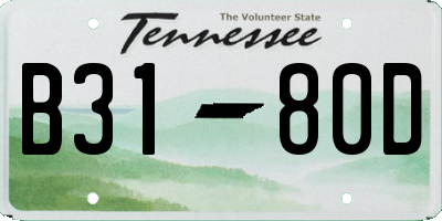 TN license plate B3180D