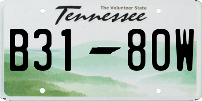 TN license plate B3180W