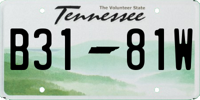 TN license plate B3181W