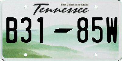 TN license plate B3185W