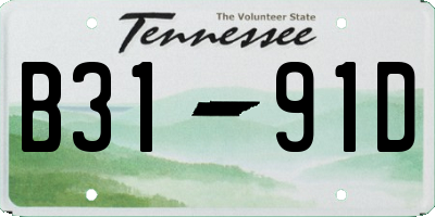 TN license plate B3191D