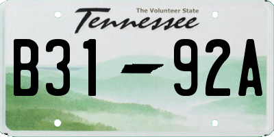 TN license plate B3192A