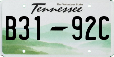TN license plate B3192C