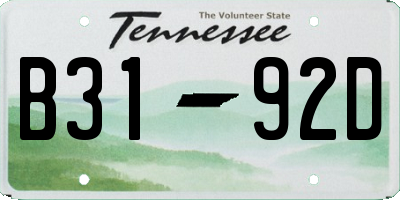 TN license plate B3192D