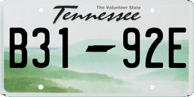 TN license plate B3192E