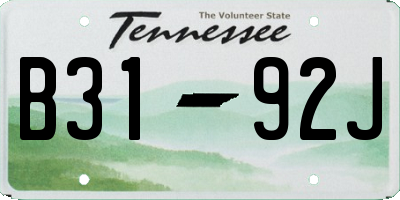 TN license plate B3192J