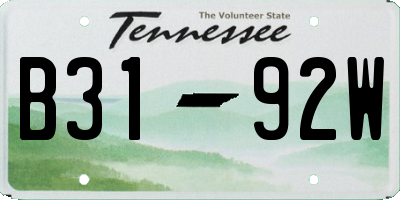 TN license plate B3192W