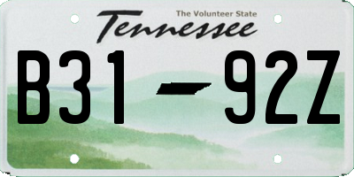 TN license plate B3192Z