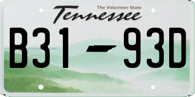 TN license plate B3193D