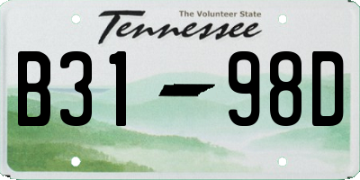 TN license plate B3198D