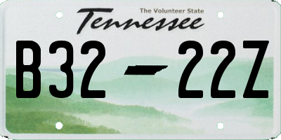 TN license plate B3222Z