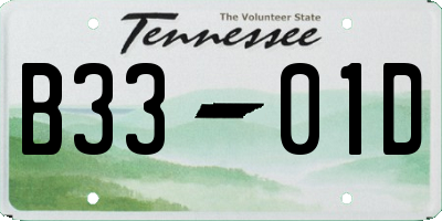 TN license plate B3301D