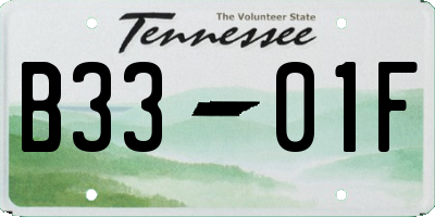 TN license plate B3301F