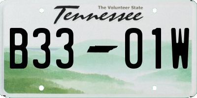 TN license plate B3301W