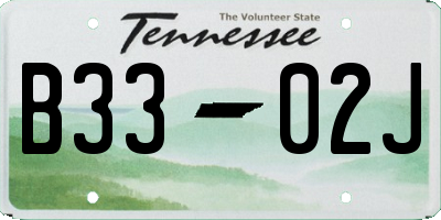 TN license plate B3302J