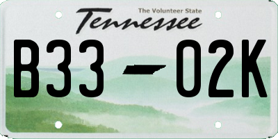 TN license plate B3302K