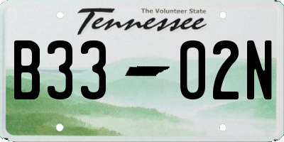 TN license plate B3302N