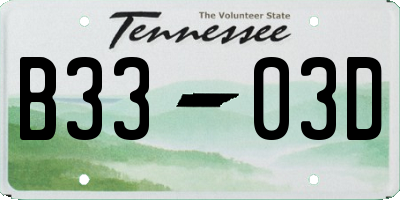 TN license plate B3303D