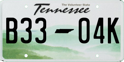 TN license plate B3304K