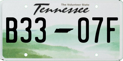 TN license plate B3307F