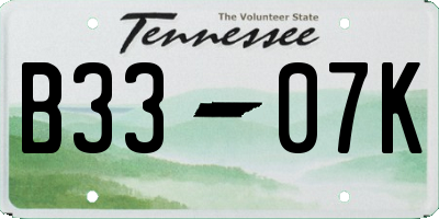 TN license plate B3307K