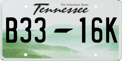 TN license plate B3316K