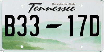 TN license plate B3317D