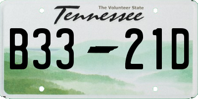 TN license plate B3321D