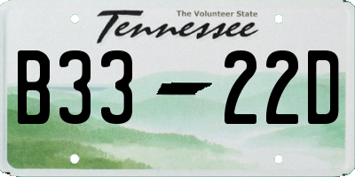 TN license plate B3322D