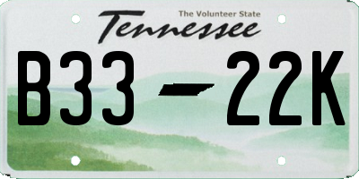 TN license plate B3322K