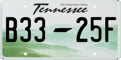 TN license plate B3325F