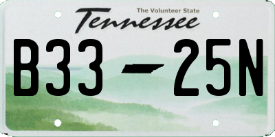 TN license plate B3325N