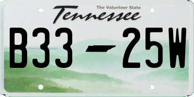 TN license plate B3325W
