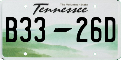 TN license plate B3326D