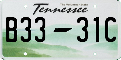 TN license plate B3331C