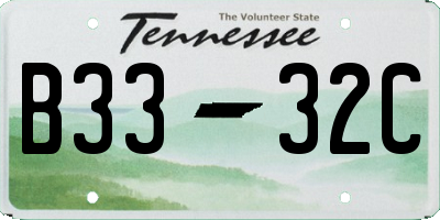 TN license plate B3332C