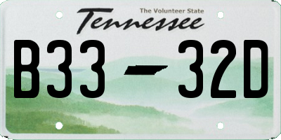TN license plate B3332D