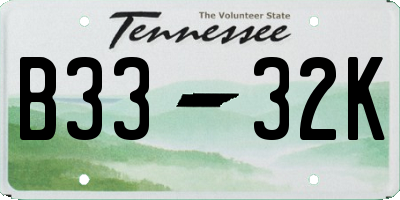 TN license plate B3332K